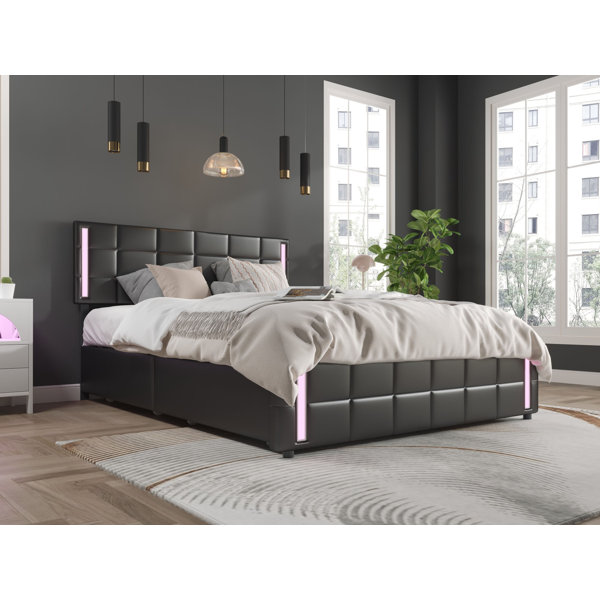 Ivy Bronx Grand Lit Plateforme Avec Rangement Rempe Wayfair Canada